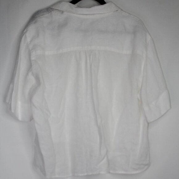 AYR Linen Button Up Crop Top Women's Size XL White Short Sleeve Minimalist - Picture 6 of 9